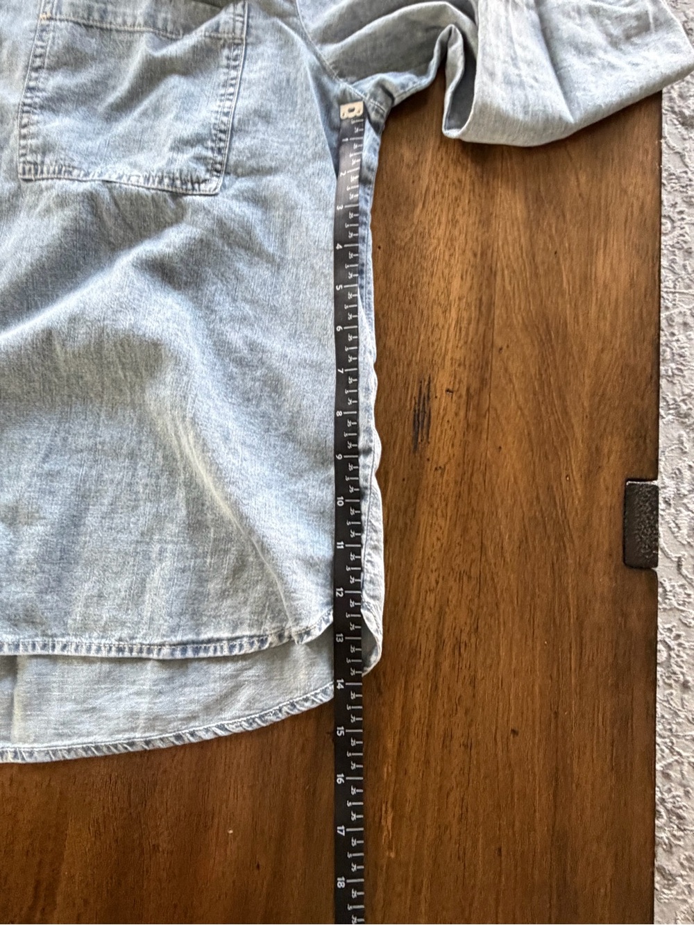 Jane and Delancey Light Blue Denim Pullover Blouse - Picture 4 of 6